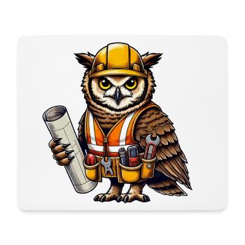 Construction Worker Owl – Clever & Crafty! - Mouse Pad (horizontal) - white - Front