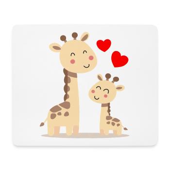 Baby Giraffe mit Mami Giraffe - Mousepad (Querformat) - Weiß - Vorne