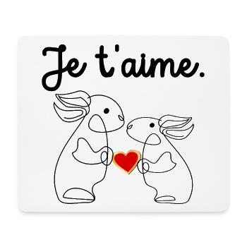Je t'aime - Lapins de Pâques - Tapis de souris (format paysage) - blanc - Devant