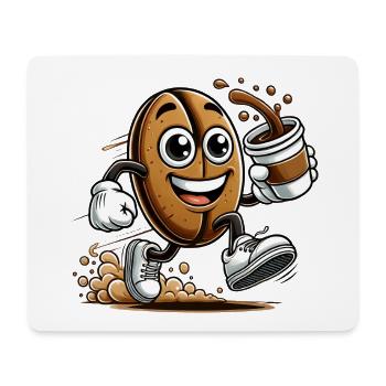 Café à emporter – Happy Coffee Bean - Tapis de souris (format paysage) - blanc - Devant