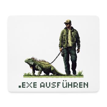 EXE AUSFÜHREN Lustiges Nerd IT Pixel Echse Design - Mousepad (Querformat) - Weiß - Vorne