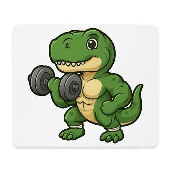 Süßer Dino T-Rex Workout Fitness Cartoon - Mousepad (Querformat) - Weiß - Vorne
