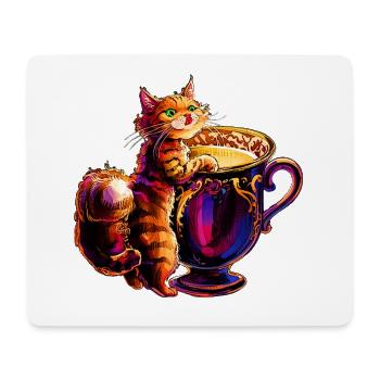 Katzen Design, Milch Tasse V1 - Mousepad (Querformat) - Weiß - Vorne