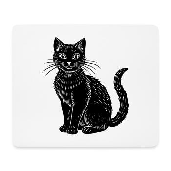 Schwarze Katze - Mousepad (Querformat) - Weiß - Vorne