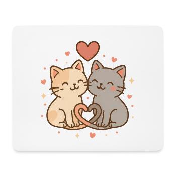 Verspielte Liebeskatzen im Herzdesign - Mousepad (Querformat) - Weiß - Vorne
