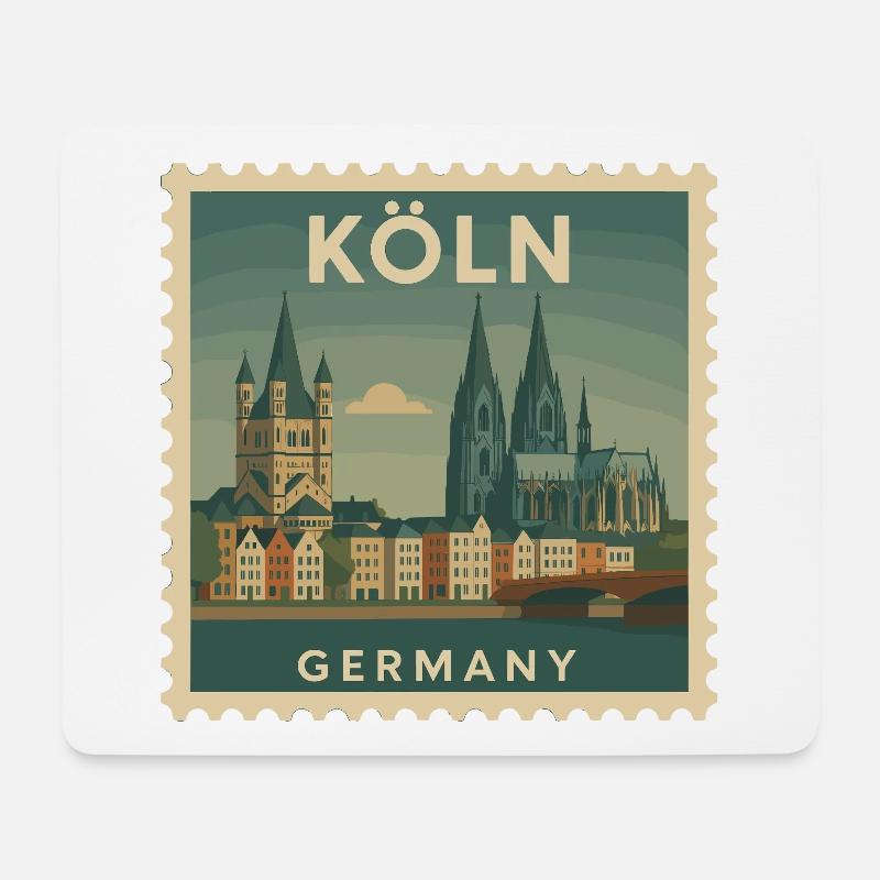 Köln Souvenir Briefmarke - Mousepad (Querformat) - Weiß