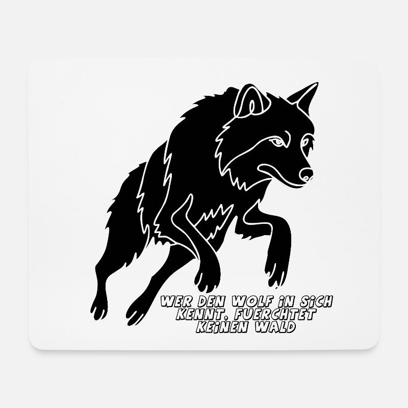 Wer den Wolf in sich kennt, fürchtet keinen Wald - Mousepad (Querformat) - Weiß