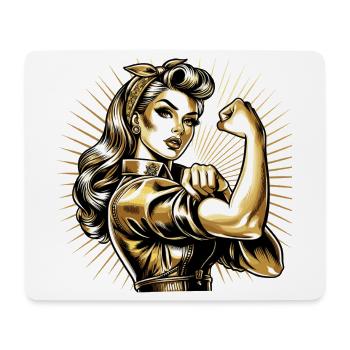 force femme forte rockabilly style or cadeau - Tapis de souris (format paysage) - blanc - Devant