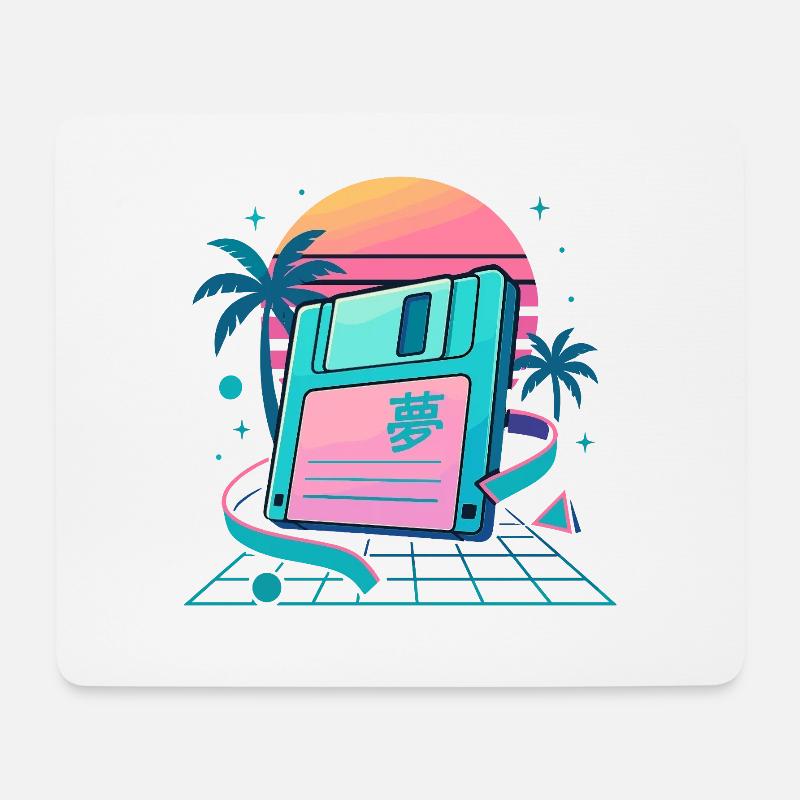 Retro Floppy Dream - Mousepad (Querformat) - Weiß