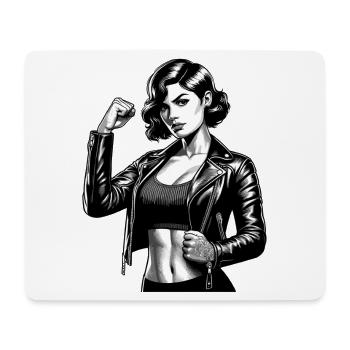 Strong Cool Woman Rockabilly Leather Jacket Gift - Mouse Pad (horizontal) - white - Front