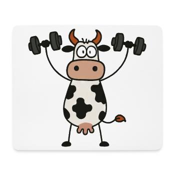 Drôle Vache Haltères Entraînement Fitness Musculation - Tapis de souris (format paysage) - blanc - Devant