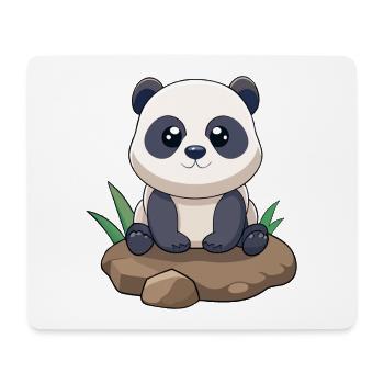 Cute Baby Panda Sitting on a Rock (v01) - Mouse Pad (horizontal) - white - Front