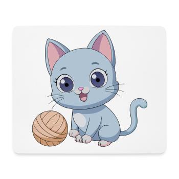 Playful Blue Kitten with Ball of Yarn - Mouse Pad (horizontal) - white - Front