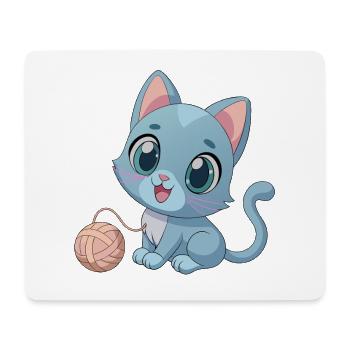 Playful Blue Kitten with Ball of Yarn - Mouse Pad (horizontal) - white - Front