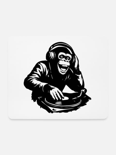 DJ The Monkey Dance Banksy Style - Mouse Pad (horizontal) - white