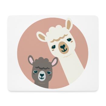 Zwei neugierige Alpakas – Lustiges Tier-Duo - Mousepad (Querformat) - Weiß - Vorne