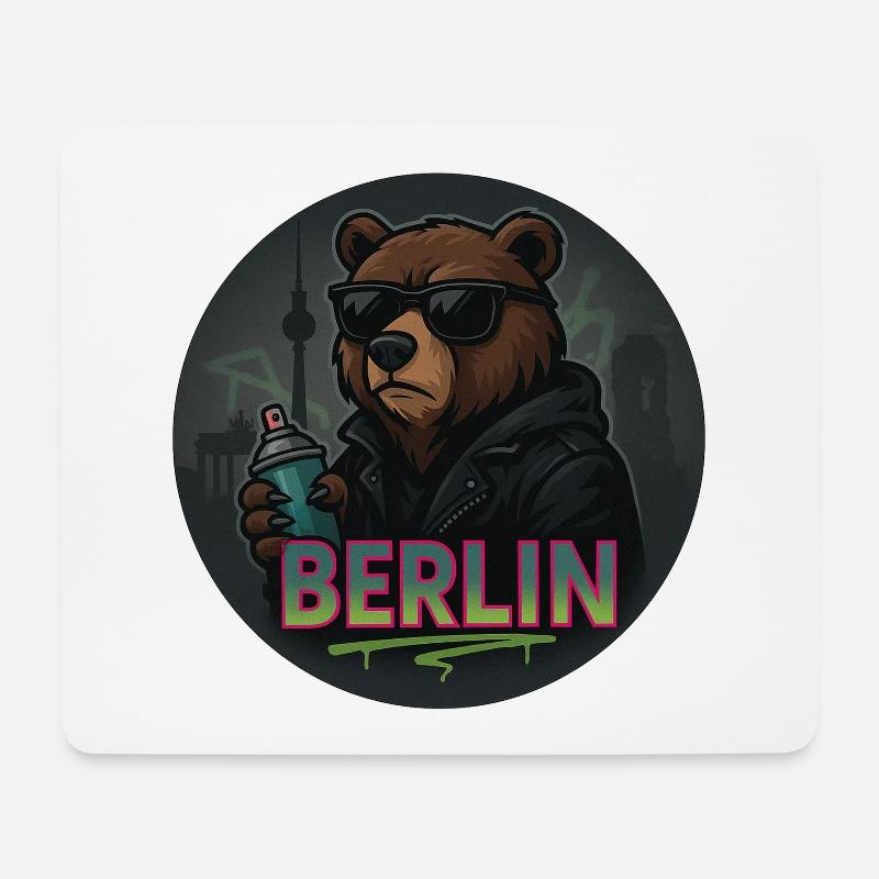 Berlin Bär – Urban Streetstyle Design mit Graffiti - Mousepad (Querformat) - Weiß