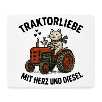 L’amour du tracteur avec le cœur et le diesel - Tapis de souris (format paysage) - blanc - Devant