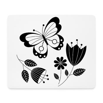 Butterfly with flowers - Mouse Pad (horizontal) - white - Front