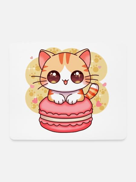 chibi cat - Tapis de souris (format paysage) - blanc