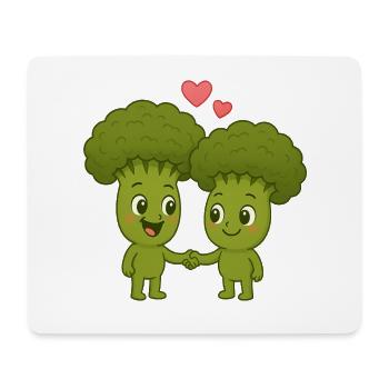 Cute broccoli with hearts - Mouse Pad (horizontal) - white - Front