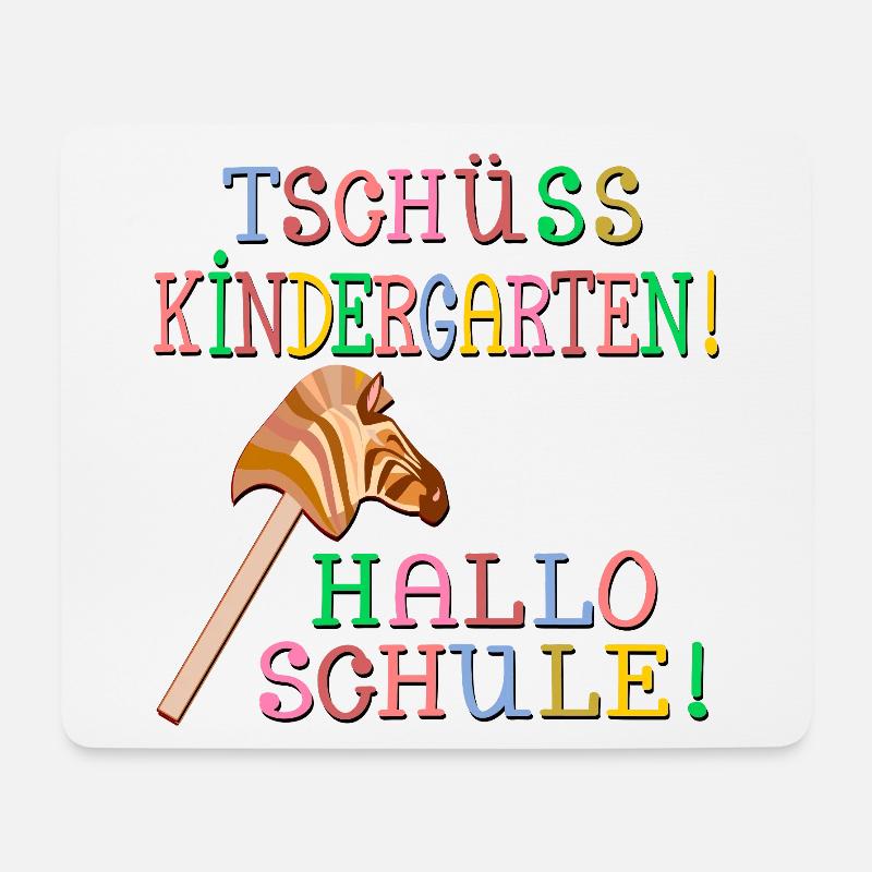 HOBBY HORSING - TSCHÜSS KINDERGARTEN HALLO SCHULE - Mousepad (Querformat) - Weiß