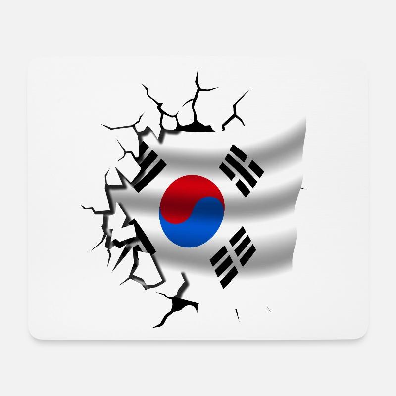 Flagge von Korea - Korea - Flagge Broken Design - Mousepad (Querformat) - Weiß