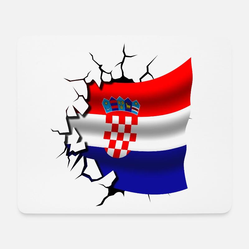 Bandera de Croacia - Kroatien - Flagge Broken Design - Mousepad (Querformat) - Weiß
