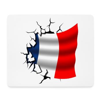Drapeau de la France - France - Drapeau Broken Design - Tapis de souris (format paysage) - blanc - Devant