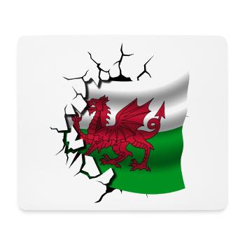 Drapeau du Pays de Galles - Gallois - Drapeau Broken Design - Tapis de souris (format paysage) - blanc - Devant