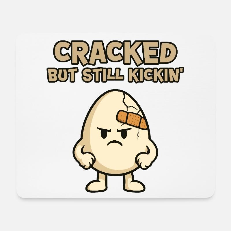 Cracked Egg: Stubborn and Kickin - Mouse Pad (horizontal) - white
