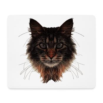 Maine-Coon Gesicht, langhaarig, Katzen design - Mousepad (Querformat) - Weiß - Vorne