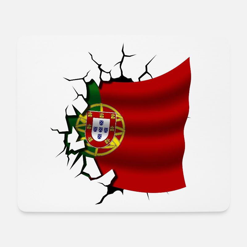 Drapeau du Portugal - Portugal - Drapeau Broken Design - Tapis de souris (format paysage) - blanc