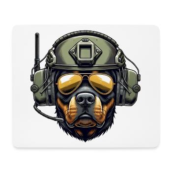 Conception militaire Rottweiler - Tapis de souris (format paysage) - blanc - Devant
