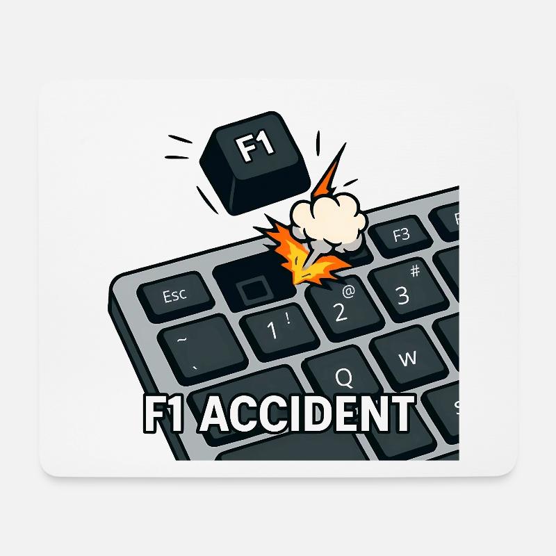 F1 accident - funny pun - Mouse Pad (horizontal) - white