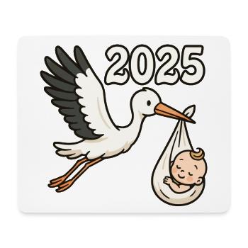 Cigogne avec enfant trouvé dans son bec 2025 - Tapis de souris (format paysage) - blanc - Devant