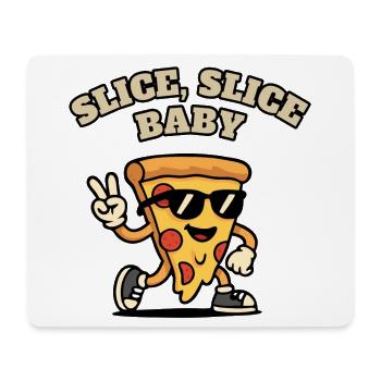 Slice Slice Baby: Pizza Slice mit Sonnenbrille. - Mousepad (Querformat) - Weiß - Vorne