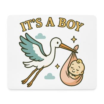 Hello Baby Boy - Storch bringt Baby – It's a Boy - Mouse Pad (horizontal) - white - Front