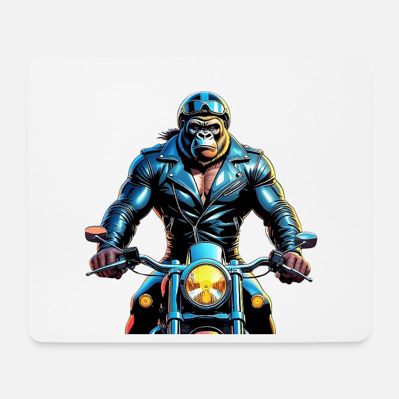 Urbane Gorilla Rider Illustration - Mousepad (Querformat) - Weiß