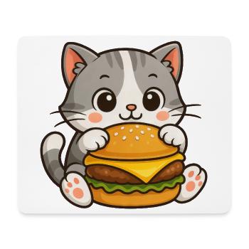 Such cute cat hamburger fast food cartoon food - Mouse Pad (horizontal) - white - Front