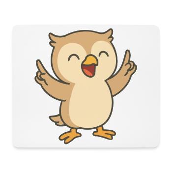 Hibou de bonne humeur - Tapis de souris (format paysage) - blanc - Devant