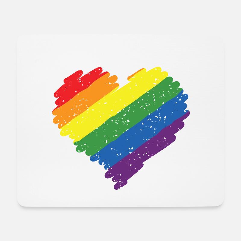 Regenbogen Herz Pride Flagge Farben LGBTQ+ Grunge - Mousepad (Querformat) - Weiß