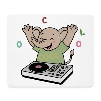 Dancing cheerful elephant partying as a DJ - Mouse Pad (horizontal) - white - Front