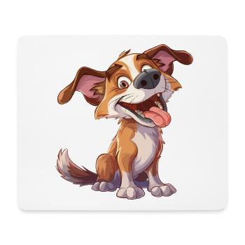Cheerful Cartoon Dog - Mouse Pad (horizontal) - white - Front