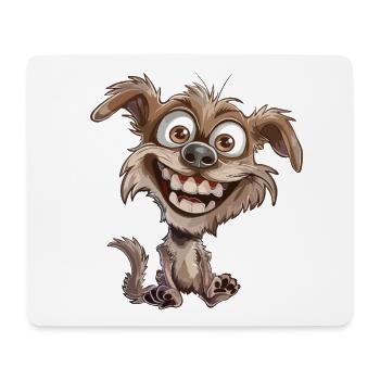 Laughing Cartoon Dog Crazy - Mouse Pad (horizontal) - white - Front