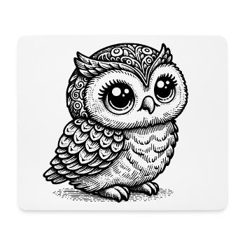 Mystic Owl – Black Animal Silhouette - Mouse Pad (horizontal) - white - Front