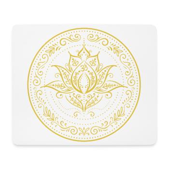 Lotus Mandala - Symbole spirituel en or - Tapis de souris (format paysage) - blanc - Devant