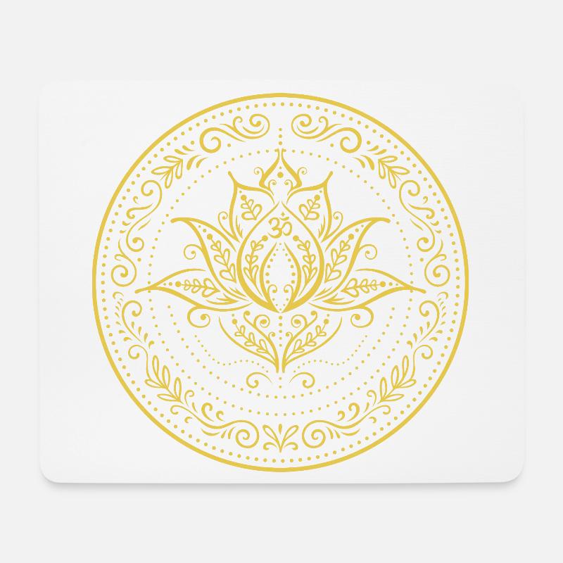 Lotus Mandala - Spirituelles Symbol in Gold - Mousepad (Querformat) - Weiß