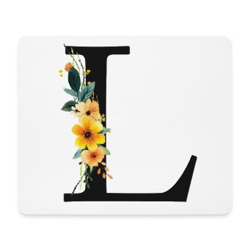 L Monogram, Floral, Personnalisable - Tapis de souris (format paysage) - blanc - Devant