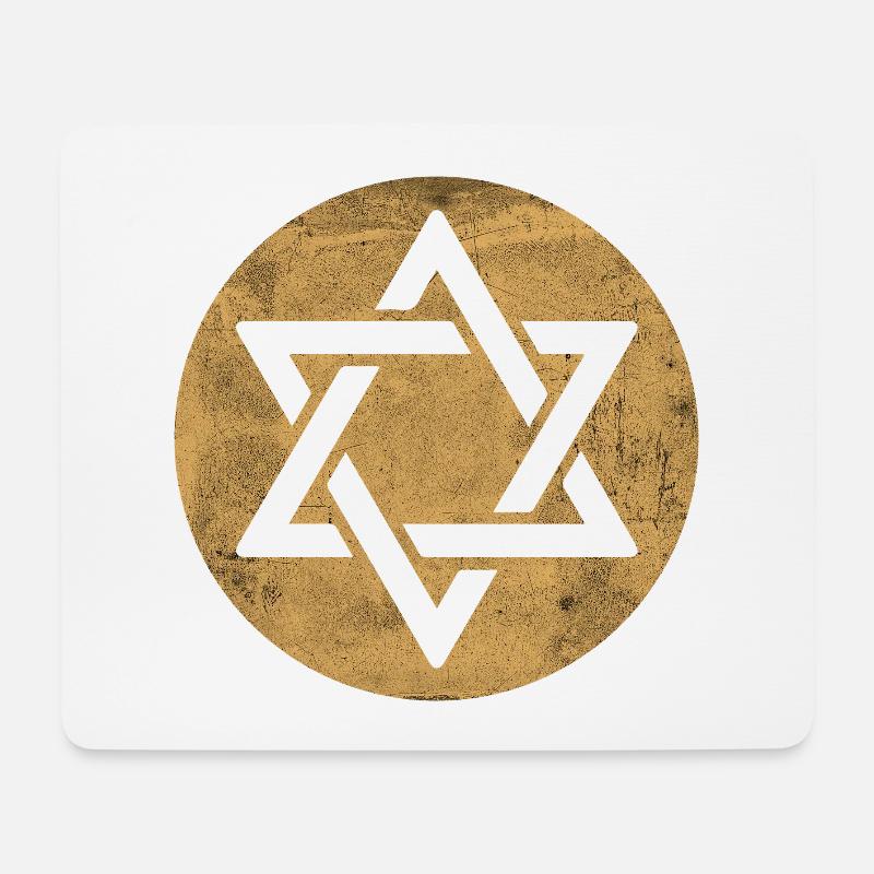 Davidstern im goldenen Kreis - Mousepad (Querformat) - Weiß